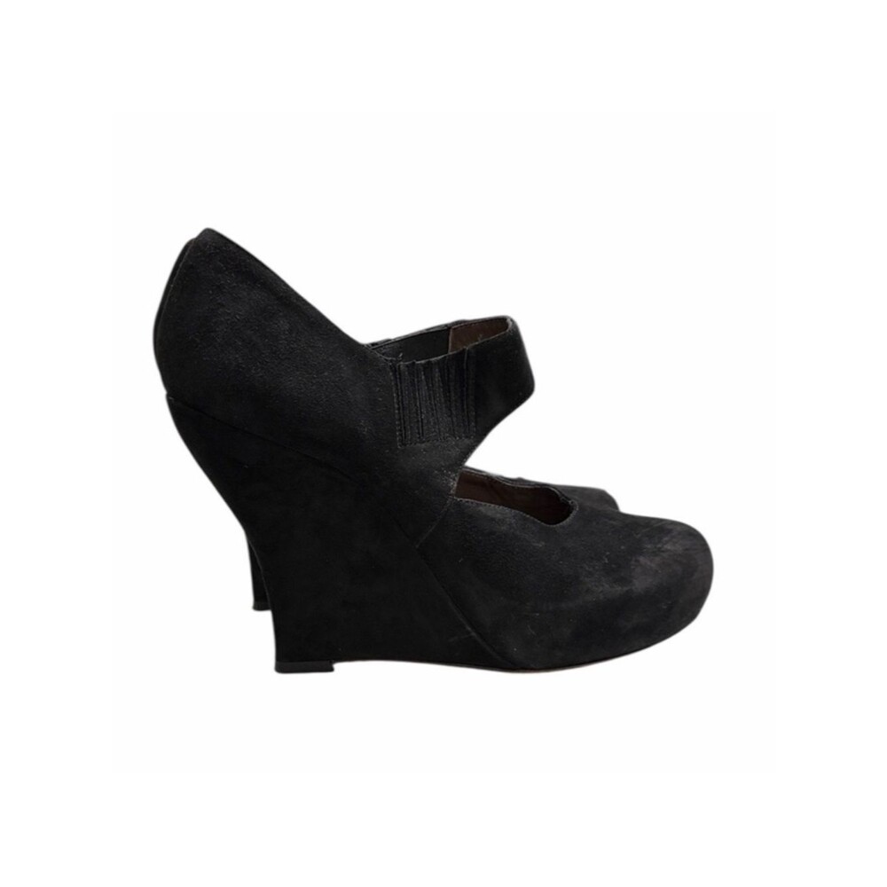 Marni Black Suede Mary Jane Wedge Heels Size 37